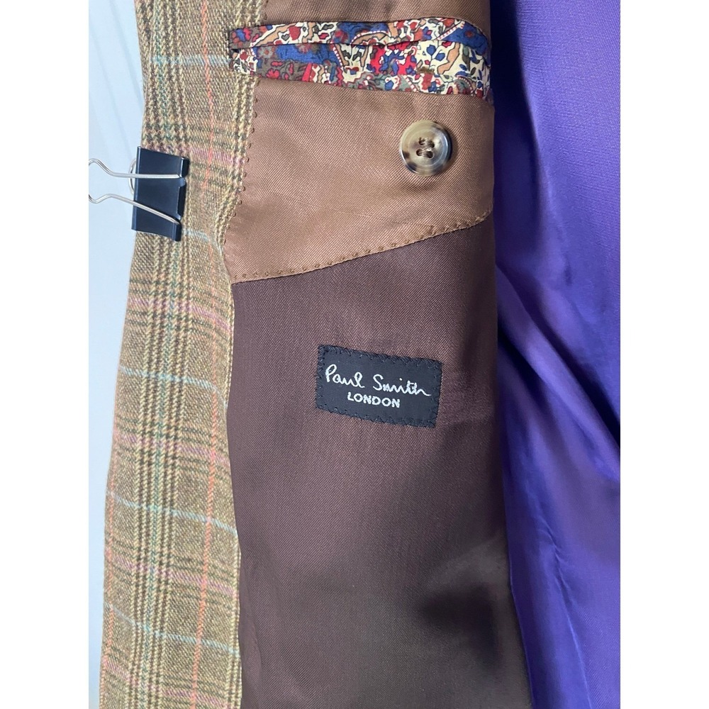 Paul Smith London 38R Glenn Plaid Brown Wool Cashmere Jacket Blazer Sport Coat - Picture 3 of 7